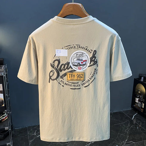 Summer high-end short sleevetmen's T-shirt 2024 new fashionable printed loose fashion versatile stretch top